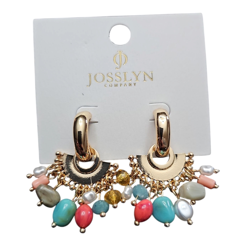 MULTI COLORED BEADED TITANIUM POST EARRINGS